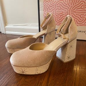 Urban Outfitters Emma Velvet Mary Jane Platform Heels